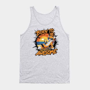 vector illustration fox wearing sunglasses and lounging on a beach chair. (2) Tank Top